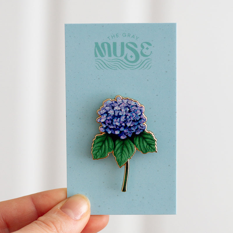 Hydrangea v2 Floral Enamel Pin | The Gray Muse | Worldwide Shipping