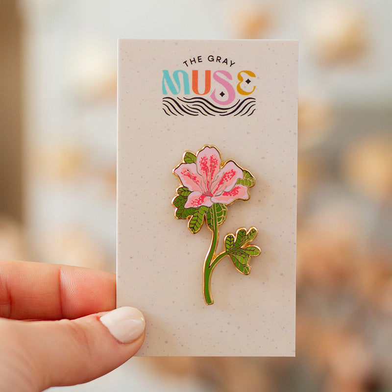 Azalea Floral Enamel Pin, The Gray Muse